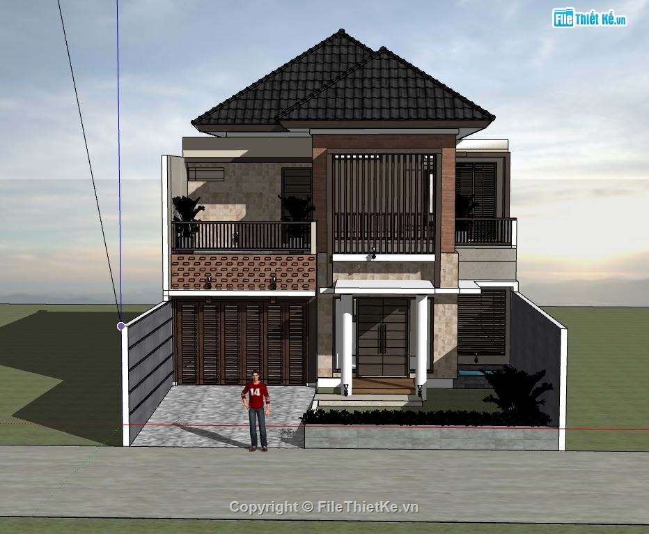 biệt thự 2 tầng,sketchup biệt thự 2 tầng,model su biệt thự 2 tầng