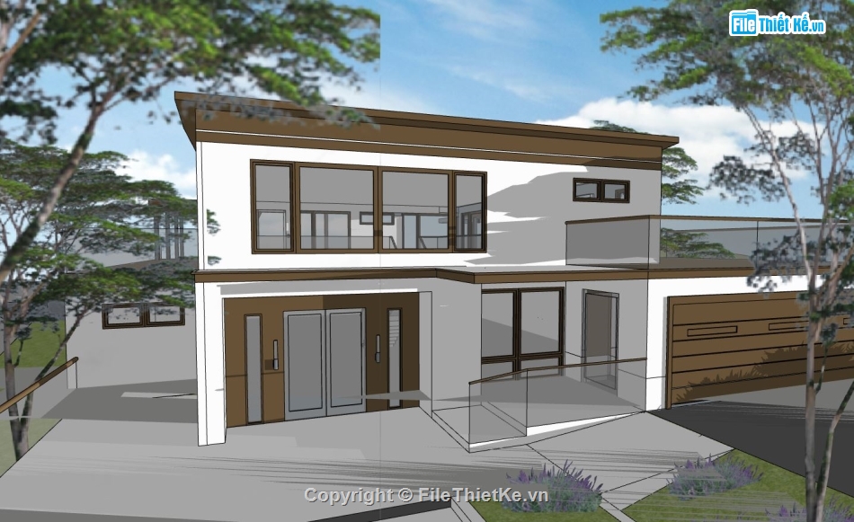 Thiết kế biệt thự,biệt thự 2 tầng,model su biệt thự 2 tầng,file sketchup biệt thự 2 tầng