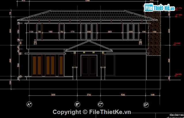 Thiết kế biệt thự,biệt thự 3 tầng,nhà kích thước 35 x 16m