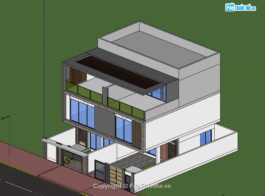 Biệt thự phố 3 tầng,model su biệt thự 3 tầng,biệt thự 3 tầng file su,sketchup biệt thự 3 tầng