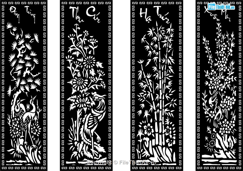 mẫu tứ quý cnc,file cnc cổng tứ quý,cổng tứ quý cnc