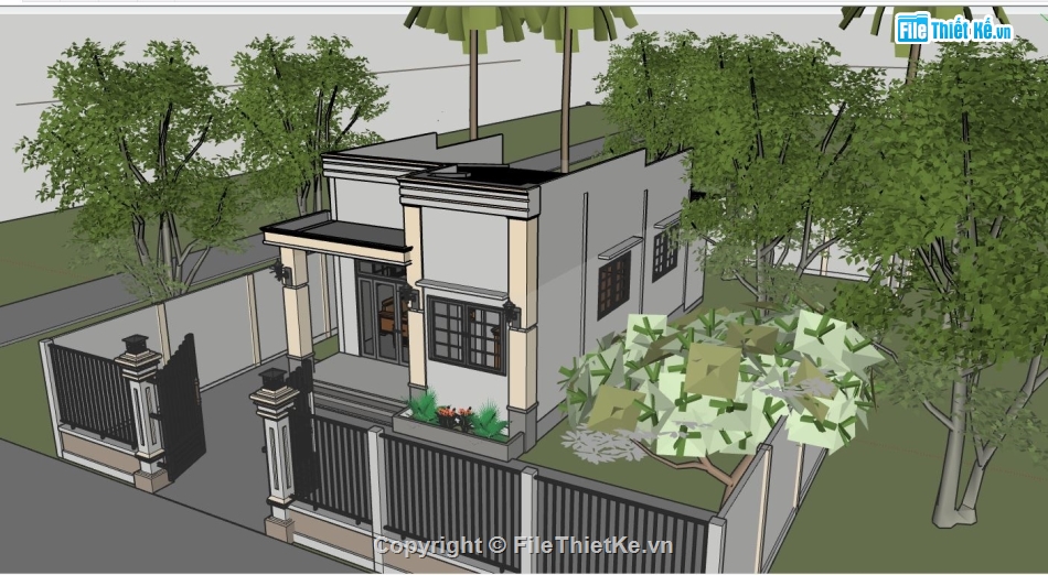 su nhà 1 tầng,model su nhà 1 tầng,sketchup nhà 1 tầng