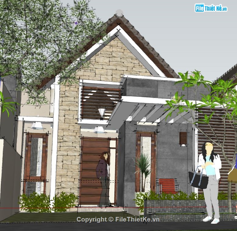 Nhà cấp 4,model su nhà cấp 4,file su nhà cấp 4,sketchup nhà cấp 4,nhà cấp 4 file sketchup
