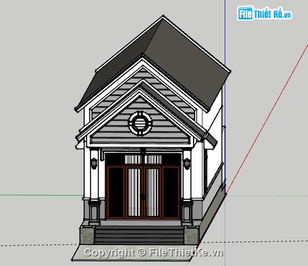 Nhà cấp 4,model su nhà cấp 4,file su nhà cấp 4,nhà cấp 4 file su,sketchup nhà cấp 4