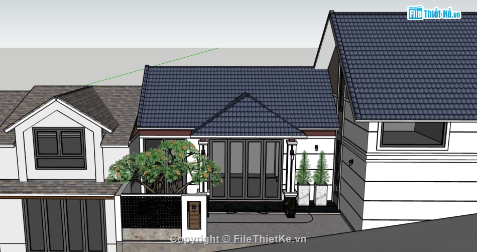 su nhà cấp 4,file sketchup nhà cấp 4,nhà cấp 4 model su