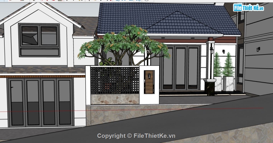 su nhà cấp 4,file sketchup nhà cấp 4,nhà cấp 4 model su