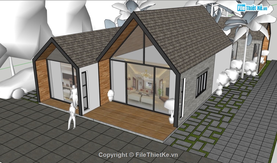 nhà sketchup,nhà chóp,model su nhà chóp