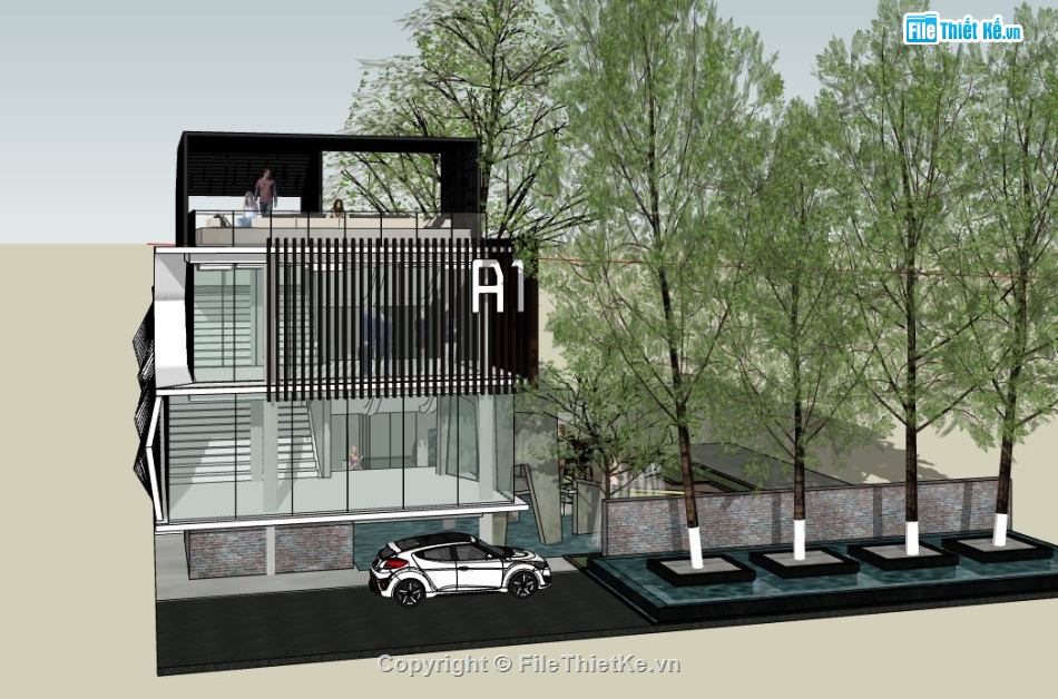 nhà làm việc,Sketchup mẫu nhà làm vc,file nhà làm việc