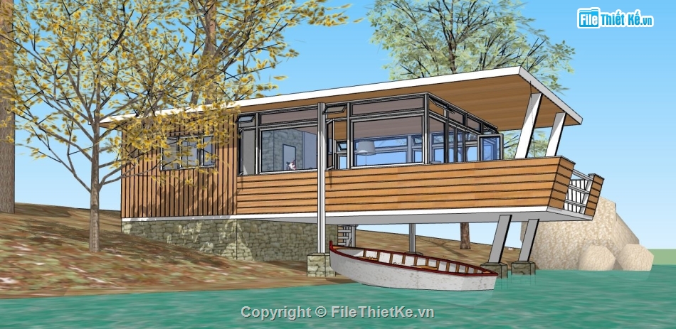 mẫu nhà homestay,file sketchup homestay,homestay sketchup