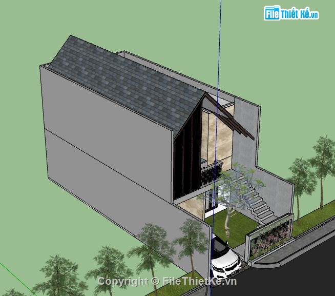 Nhà phố 2 tầng,file su nhà phố 2 tầng,sketchup nhà phố 2 tầng,nhà phố 2 tầng sketchup,file sketchup nhà phố 2 tầng