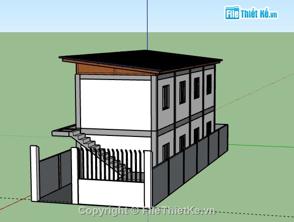 Nhà phố 2 tầng,model su nhà phố 2 tầng,mẫu nhà phố 2 tầng sketchup