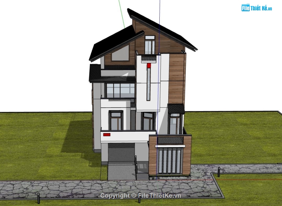 mẫu nhà phố 2 tầng,sketchup nhà phố 2 tầng,model su nhà phố 2 tầng