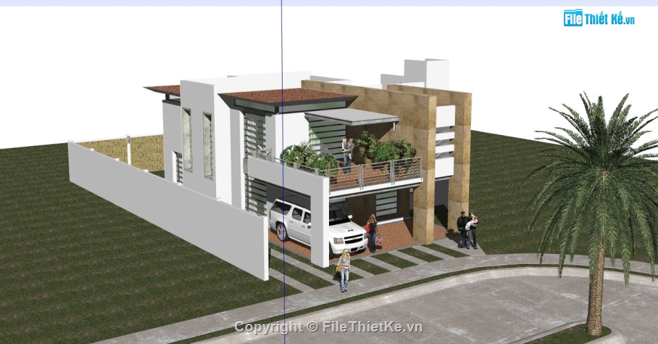 nhà phố 2 tầng,sketchup nhà phố 2 tầng,model su nhà phố 2 tầng