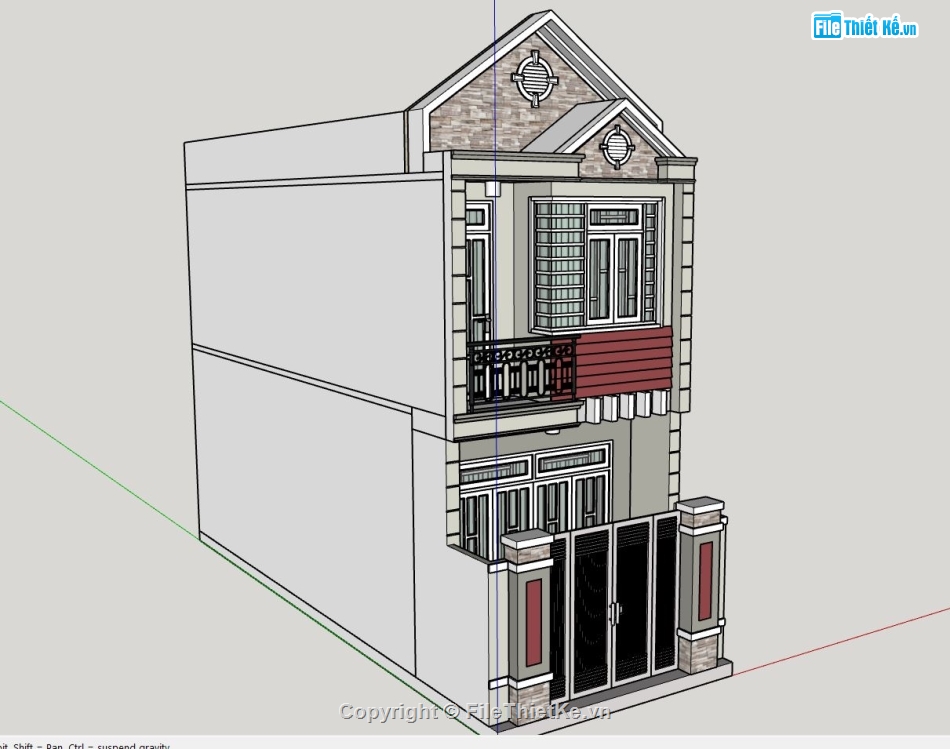 mẫu nhà phố 2 tầng,mẫu nhà 2 tầng,sketchup nhà phố 2 tầng