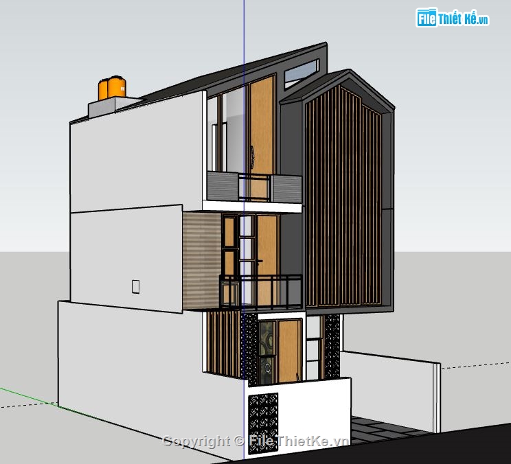 Nhà phố 3 tầng,model su nhà phố 3 tầng,file su nhà phố 3 tầng,sketchup nhà phố 3 tầng