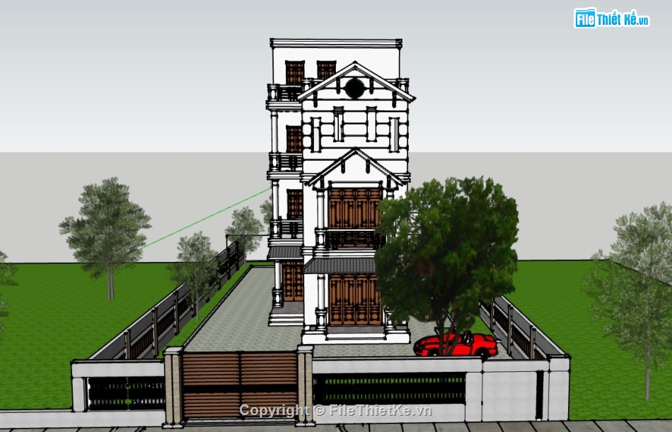 su nhà phố 4 tầng,sketchup nhà phố 4 tầng,su nhà phố