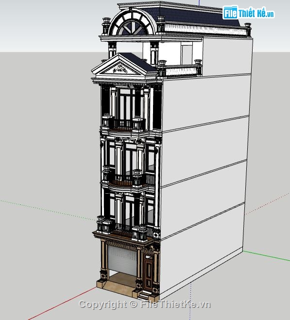 su nhà phố 4 tầng,sketchup nhà phố 4 tầng,model su nhà 4 tầng