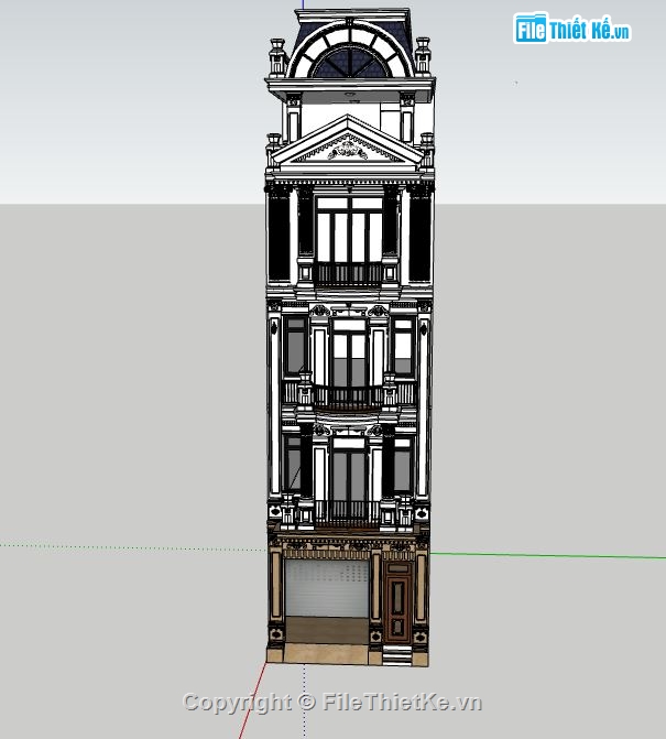 su nhà phố 4 tầng,sketchup nhà phố 4 tầng,model su nhà 4 tầng