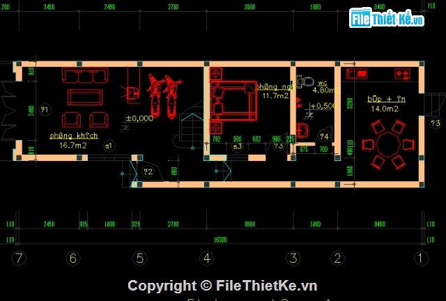 Thiết kế nhà phố,nhà phố 3 tầng,nhà kích thước 5.1 x 16.5m