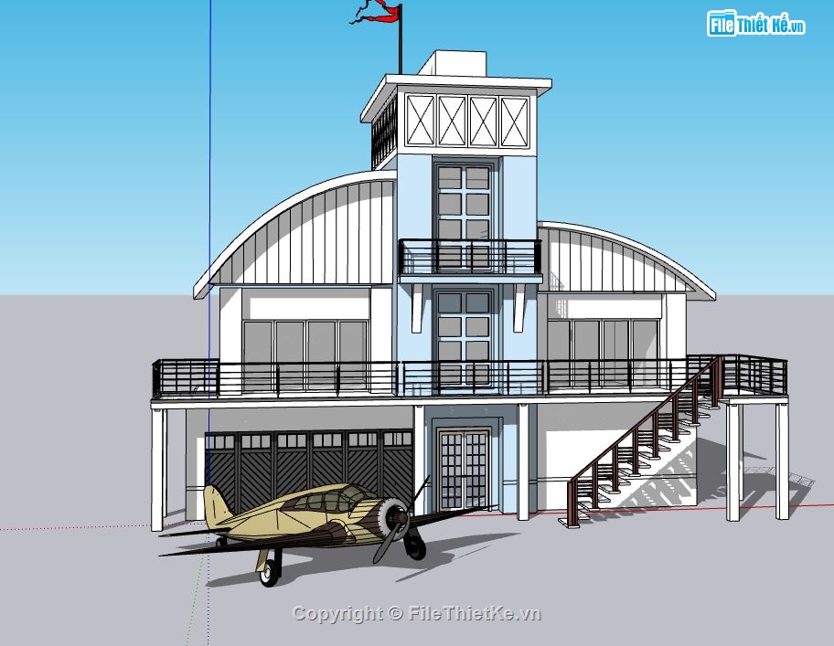 sketchup nhà xoát vé,mẫu nhà xoát vé,model su nhà xoát vé