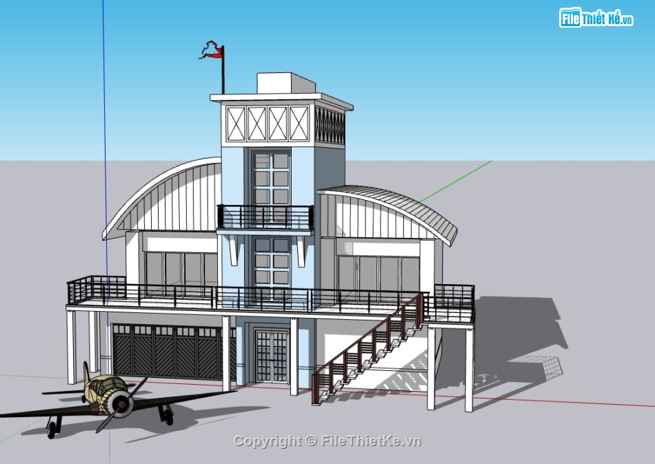 sketchup nhà xoát vé,mẫu nhà xoát vé,model su nhà xoát vé