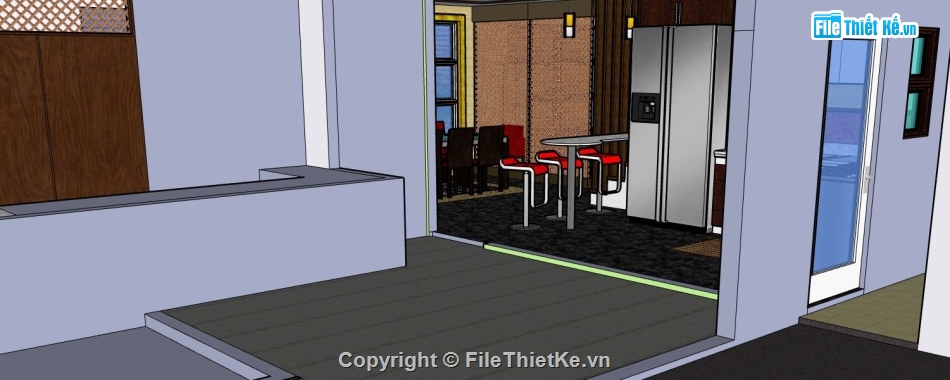 phòng bếp,Thiết kế nội thất,sketchup mẫu nội thất phòng bếp