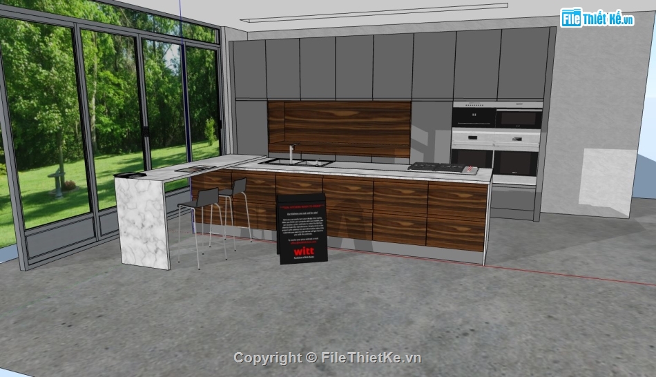 Thiết kế nội thất phòng bếp,phòng bếp,sketchup nội thất phòng bếp