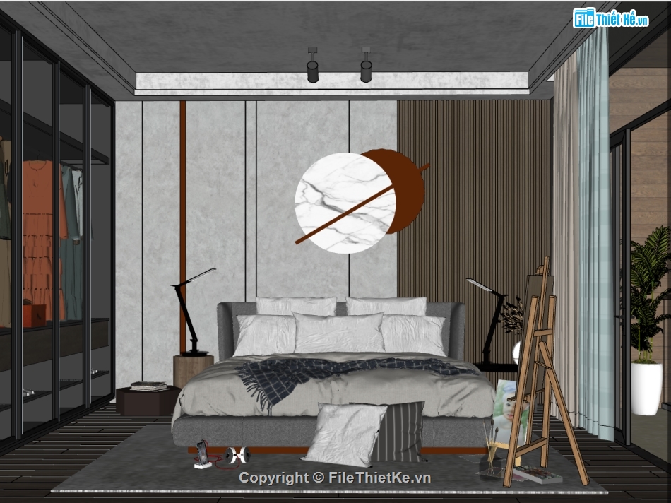 sketchup nội thất phòng ngủ,mẫu nội thất phòng ngủ đẹp,file sketchup nội thất phòng ngủ,thiết kế nội thất phòng ngủ sketchup