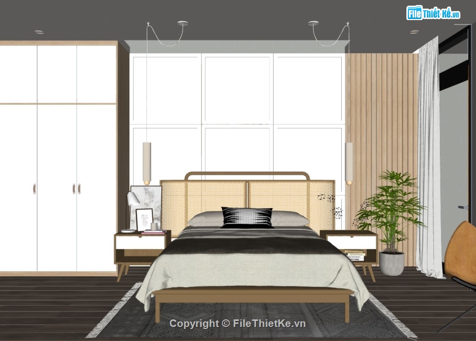 nội thất phòng ngủ,model su nội thất phòng ngủ,thiết kế nội thất phòng ngủ,sketchup nội thất phòng ngủ