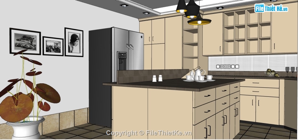 file 3d sketchup,phòng bếp sketchup,model su phòng bếp,sketchup nội thất phòng bếp