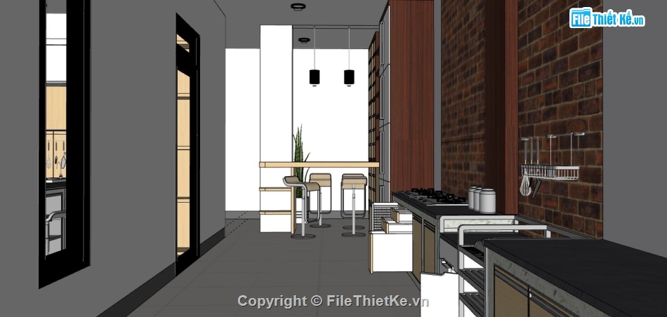 model su phòng bếp,model sketchup phòng bếp,model su phòng bếp ăn