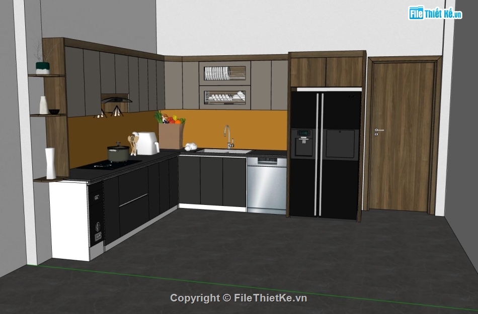 nội thất phòng bếp,sketchup nội thất phòng bếp,thiết kế phòng bếp
