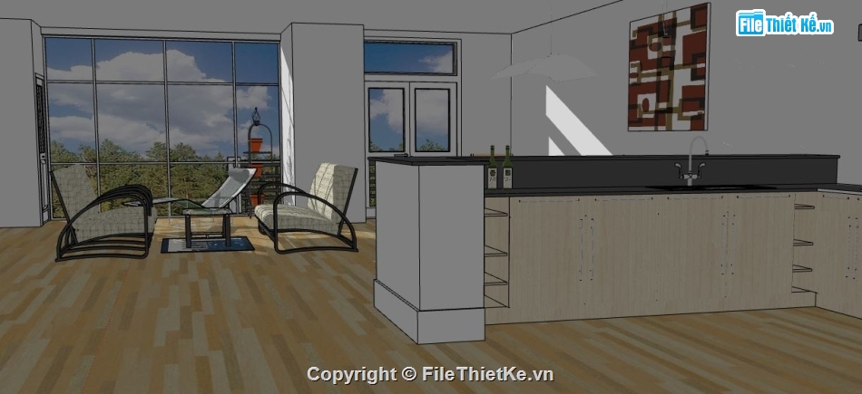 su phòng khách bếp,file sketchup phòng khách bếp,phòng khách bếp file su