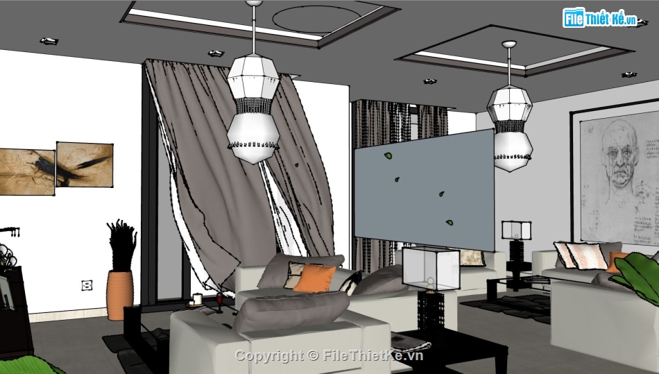 Phòng khách hiện đại file sketchup,file su phòng khách,model su phòng khách,file sketchup phòng khách,phòng khách file sketchup