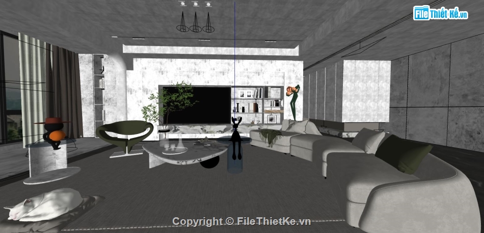 sketchup phòng khách,file sketchup phòng khách,file su phòng khách