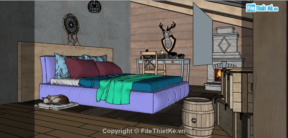 su phòng ngủ,model phòng ngủ,file su phòng ngủ,3d sketchup phòng ngủ