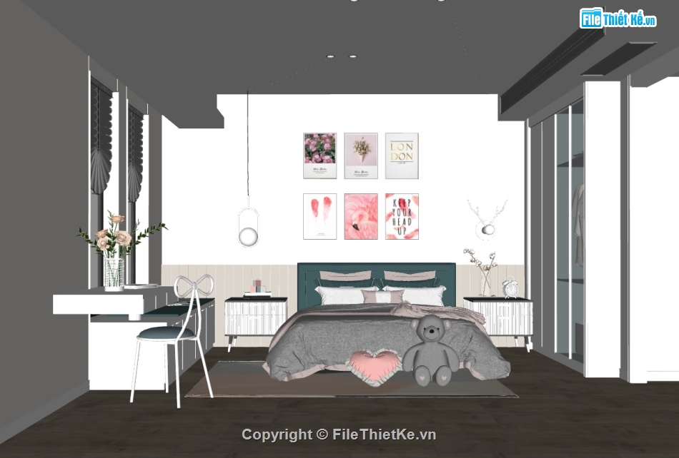 file sketchup phòng ngủ,file su phòng ngủ,sketchup phòng ngủ