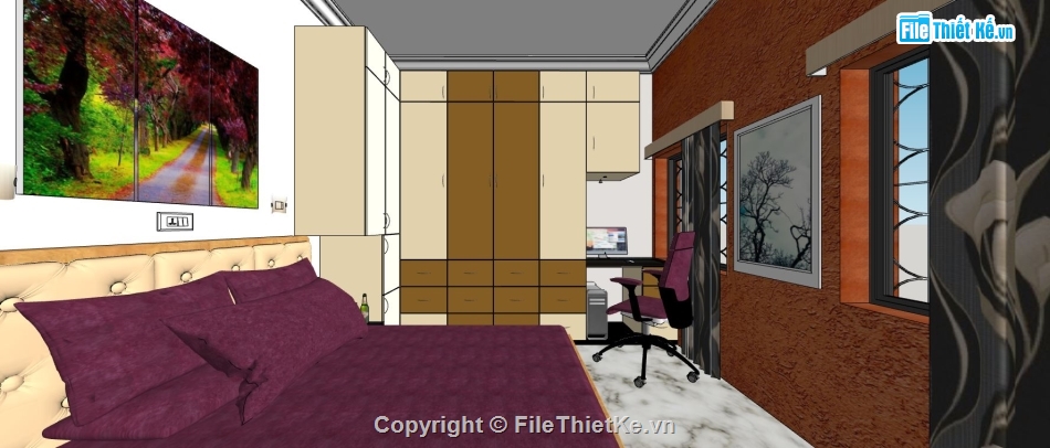 file sketchup phòng ngủ,mẫu phòng ngủ,phòng ngủ sketchup,file su phòng ngủ