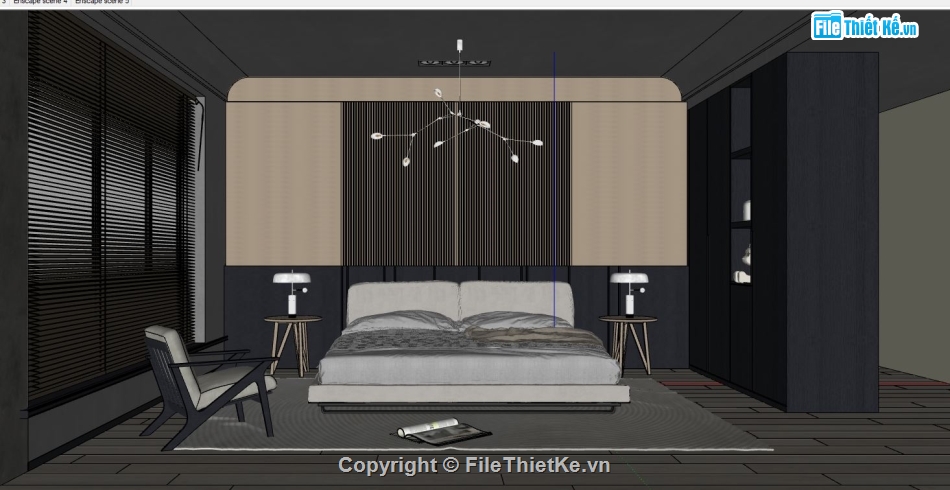 file sketchup phòng ngủ,file su phòng ngủ,model sketchup phòng ngủ