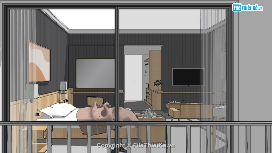 thiết kế phòng ngủ đẹp,phòng ngủ sketchup,file su phòng ngủ,sketchup phòng ngủ
