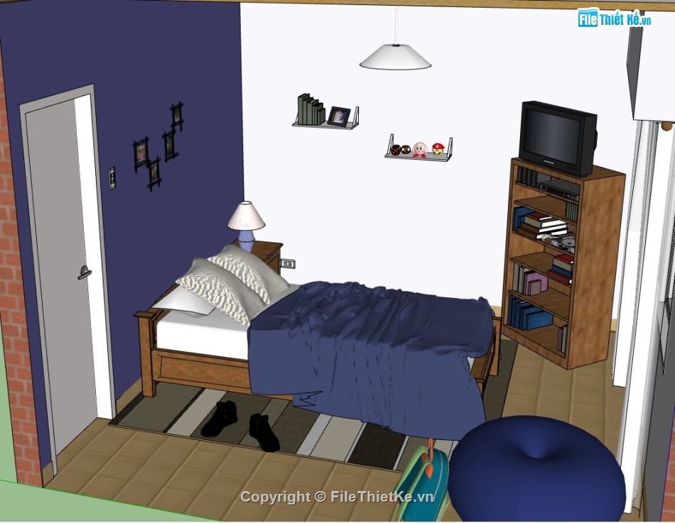 model phòng ngủ hiện đại,mẫu phòng ngủ,sketchup phòng ngủ