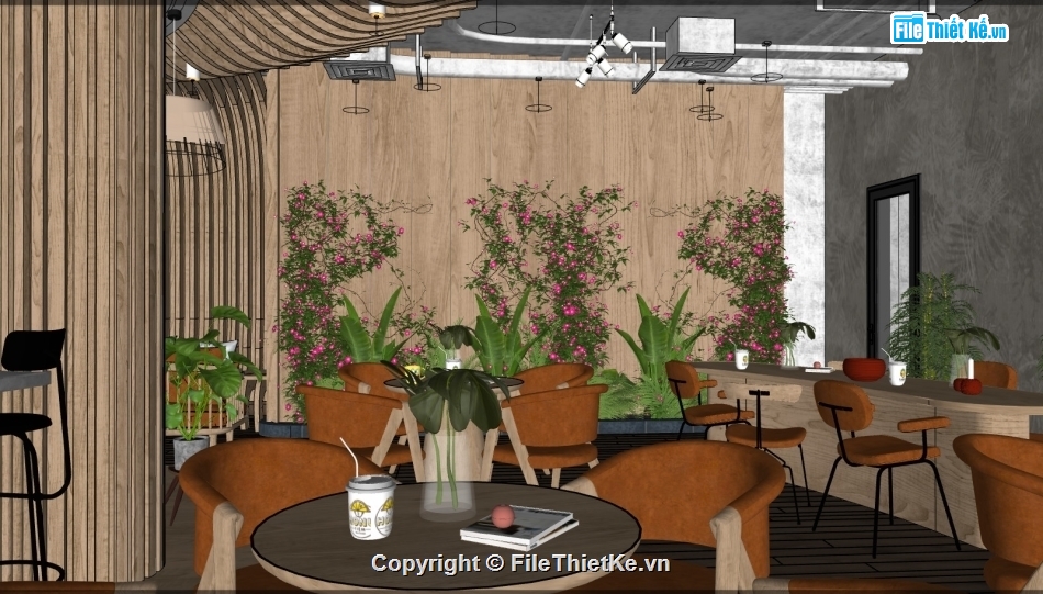 mẫu quán cafe,mẫu quán cafe su,sketchup quán cafe,quán cafe file sketchup