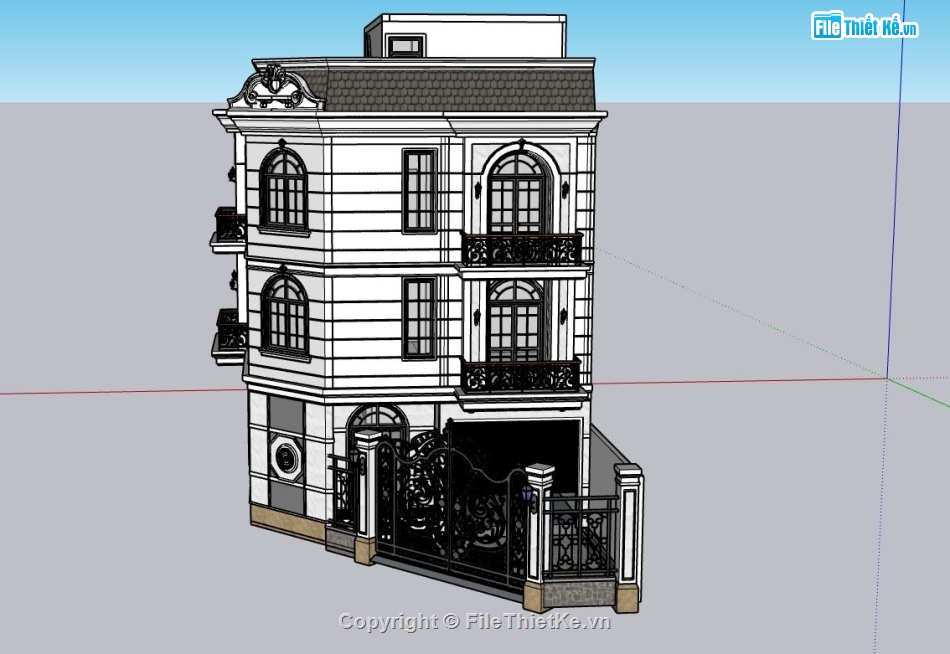 mẫu biệt thự 3 tầng,biệt thự 3 tầng,mẫu biệt thự sketchup