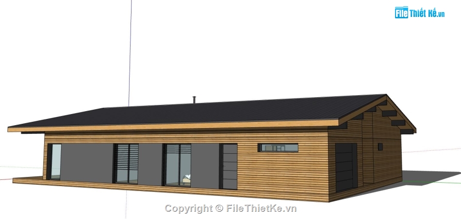 nhà 1 tầng,model sketchup nhà 1 tầng,thiết kế nhà 1 tầng,mẫu nhà 1 tầng sketchup