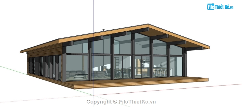 nhà 1 tầng,model sketchup nhà 1 tầng,thiết kế nhà 1 tầng,mẫu nhà 1 tầng sketchup
