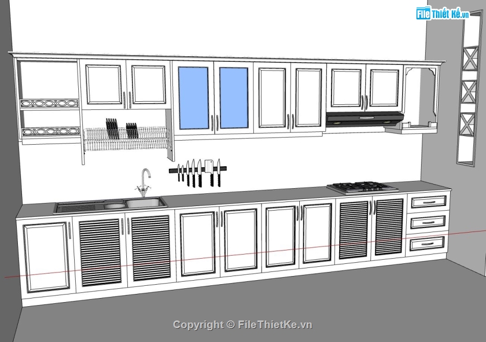 nội thất phòng bếp,phòng bếp,sketchup nội thất