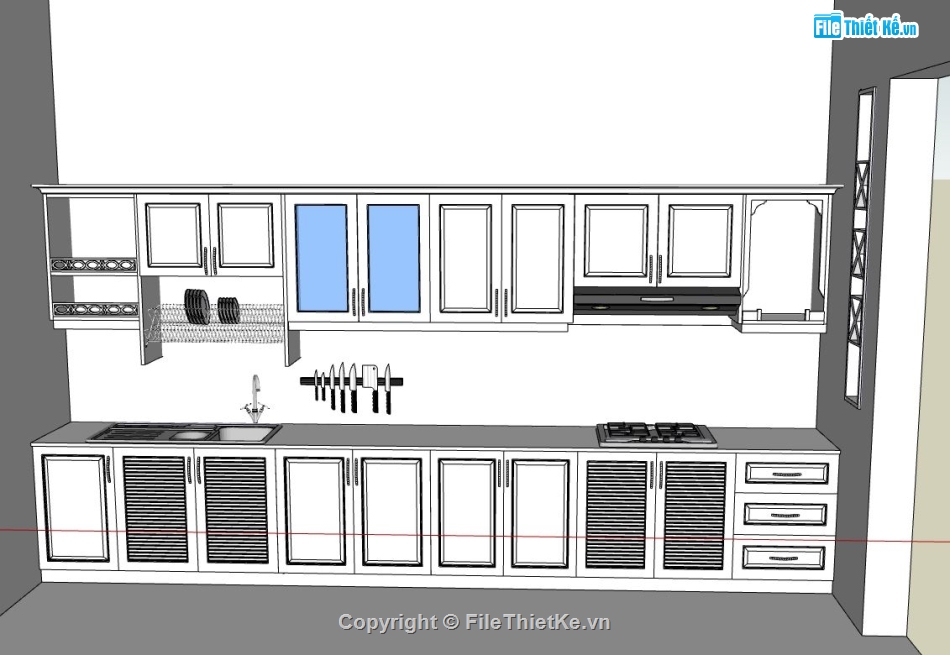 nội thất phòng bếp,phòng bếp,sketchup nội thất