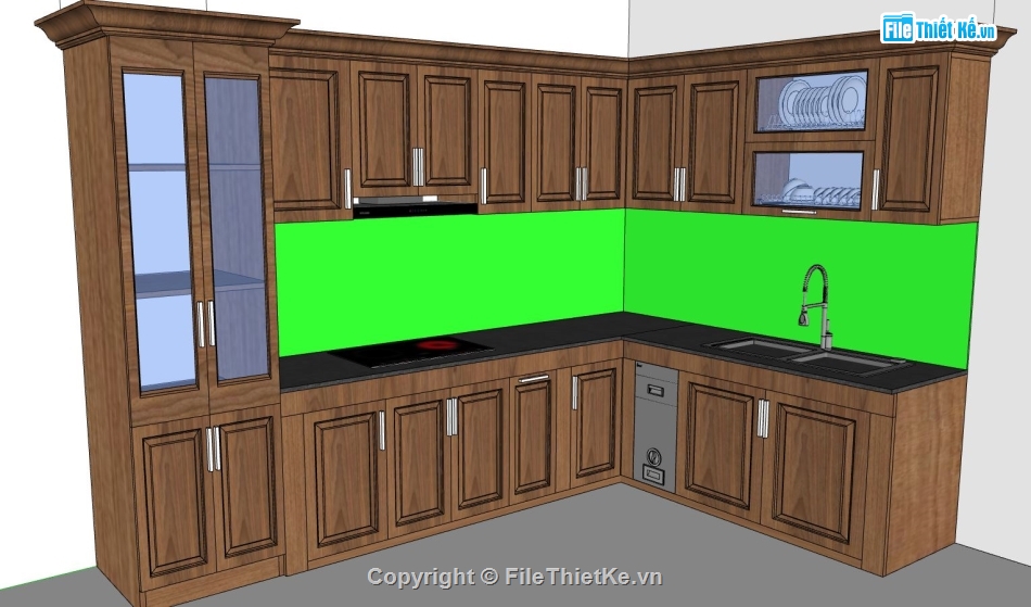phòng bếp,sketchup nội thất phòng bếp,model phòng bếp