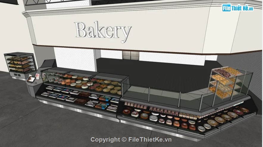 Sketchup tiệm bánh Bakery,Model su tiệm bánh bakery,Tiệm bánh bakery,file sketchup tiệm bánh