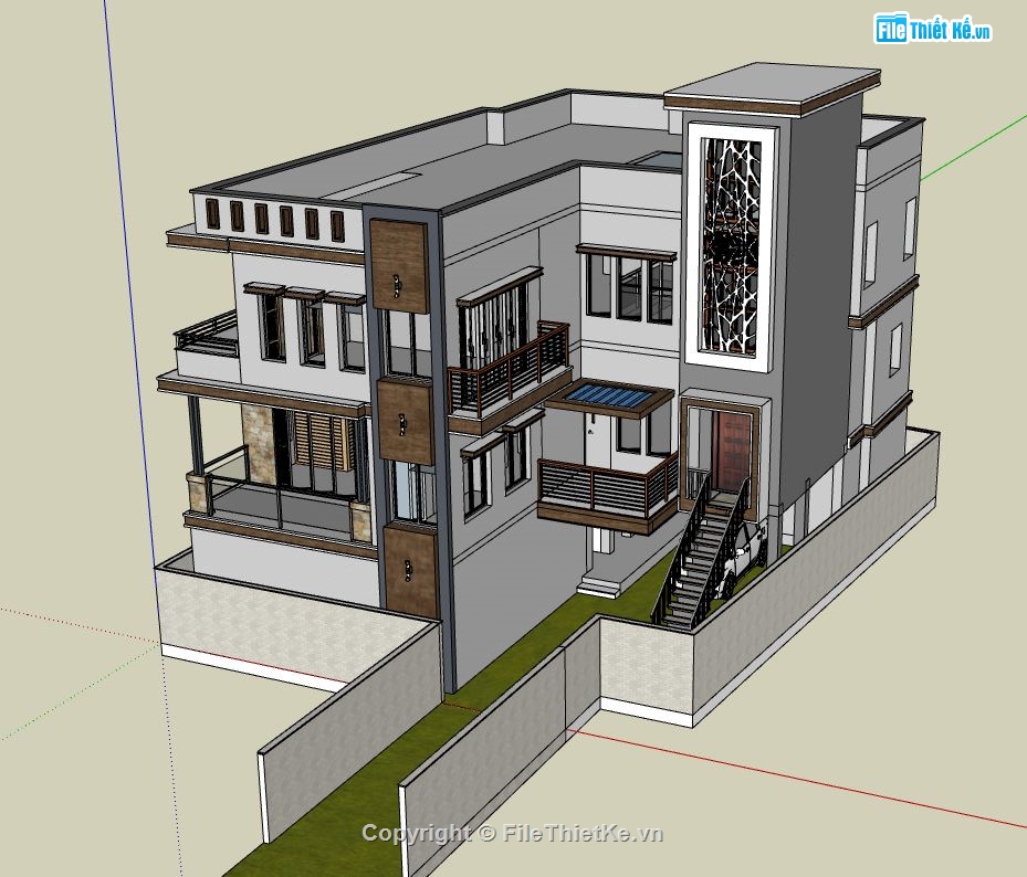 nhà phố  2 tầng,nhà phố 02 tầng,sketchup nhà phố 2 tầng